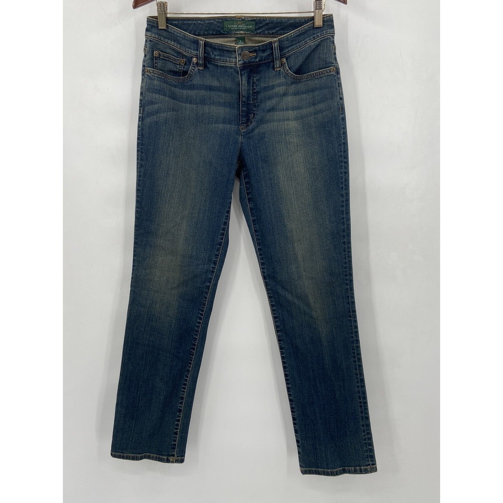 Lauren Jeans Co LRL Straight Leg Mid Rise Medium Wash Denim Blue Jeans Sz 8‎